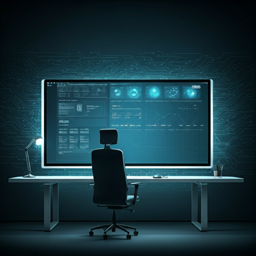 A high-tech digital workspace featuring minimalist aesthetic with clean lines and advanced technology monitors. The lighting is bright and airy, utilizing a high-key light mode style with soft whites and deep navy accents. Intricate circuit patterns and abstract data visualizations appear subtly in the background. The atmosphere conveys professional precision and futuristic corporate innovation.
